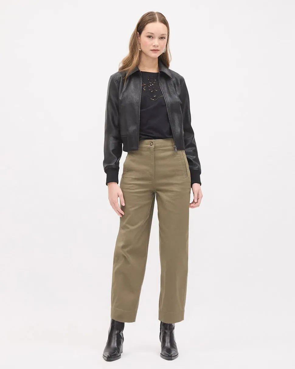 Faux Leather Bomber Jacket