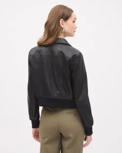 Faux Leather Bomber Jacket
