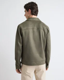 Faux Suede Jacket with Shirt Collar