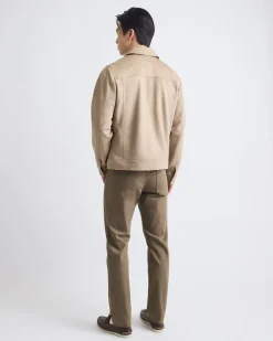 Faux Suede Jacket with Shirt Collar