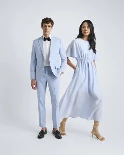Fit-and-Flare Midi Dress with Short Flutter Sleeves