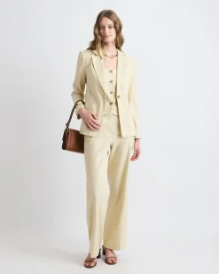 Fitted One-Button Linen-Blend Blazer
