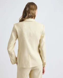 Fitted One-Button Linen-Blend Blazer