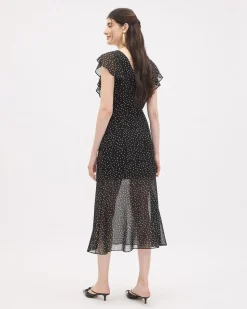 Fitted Sleeveless Midi Dress with Floral Pattern