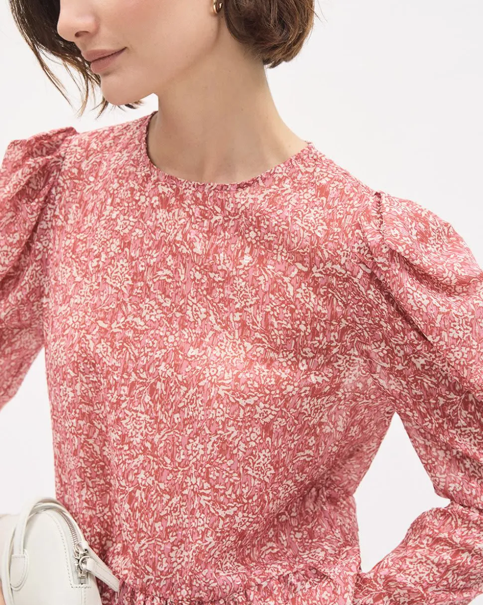 Floral Long-Sleeve Peplum Blouse
