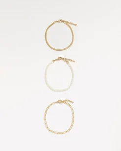 Freshwater Pearls and Chain Bracelets - Set of 3
