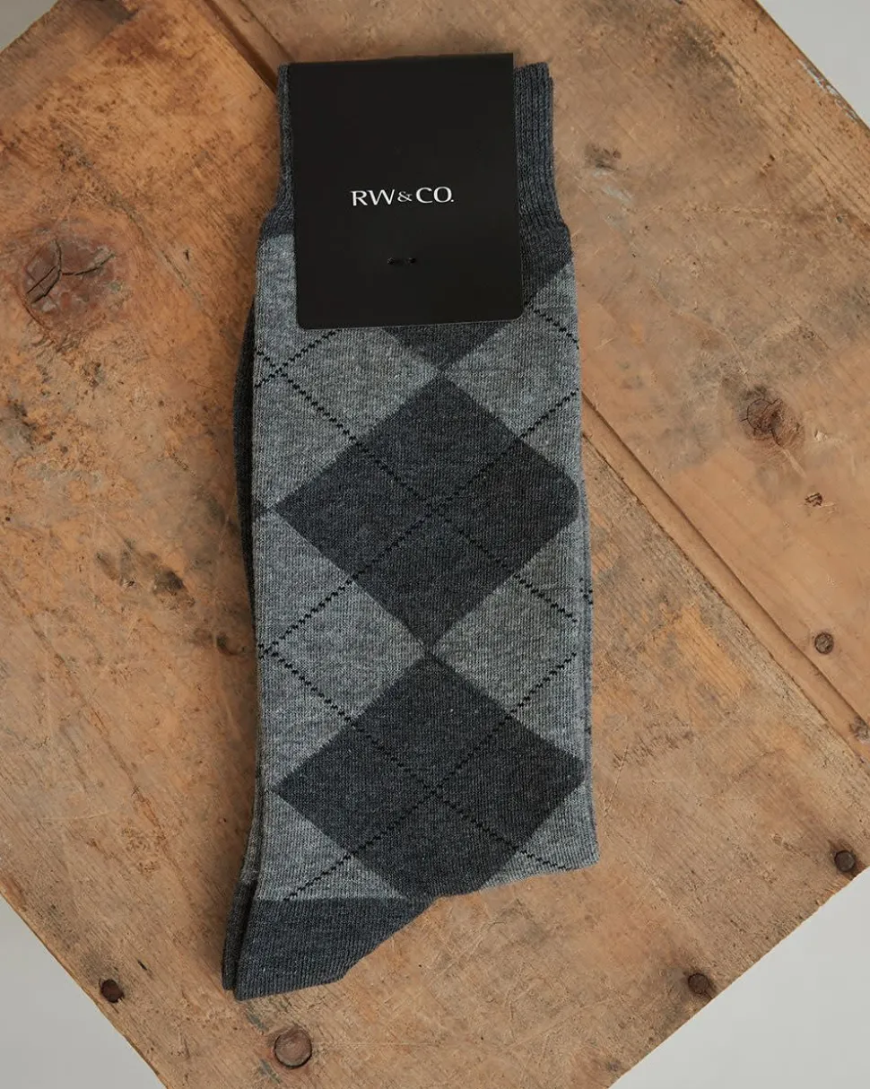 Grey Argyle Dress Socks