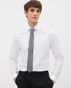 Grey Skinny Tie with Geometric Pattern