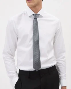 Grey Skinny Tie with Geometric Pattern