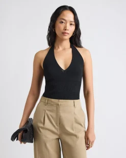 Halter-Neck Fancy-Stitch Tank