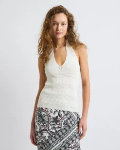 Halter-Neck Fancy-Stitch Tank