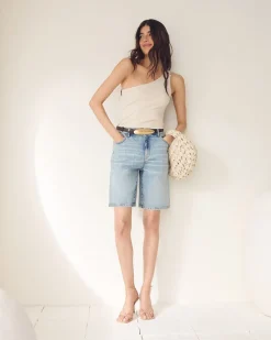 High-Rise Denim Bermuda