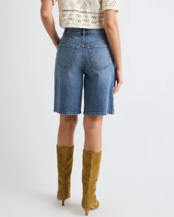High-Rise Denim Bermuda