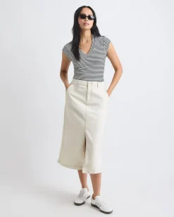 High-Rise Denim Maxi Skirt