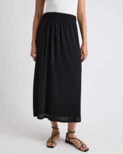 High-Rise Flare Midi Skirt