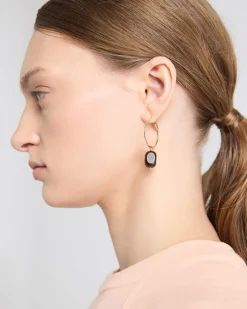 Hoops with Semi-Precious Stone Pendants