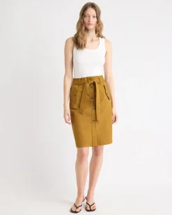 Knee-Length Pencil Skirt with Paperbag Waistband