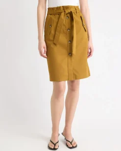 Knee-Length Pencil Skirt with Paperbag Waistband