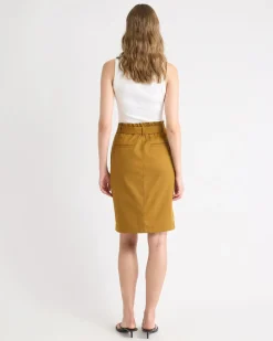 Knee-Length Pencil Skirt with Paperbag Waistband