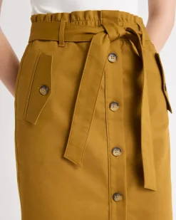 Knee-Length Pencil Skirt with Paperbag Waistband
