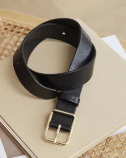 Large Leather Belt with Square Buckle