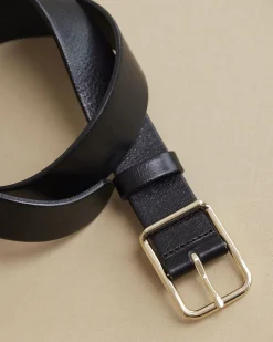 Large Leather Belt with Square Buckle
