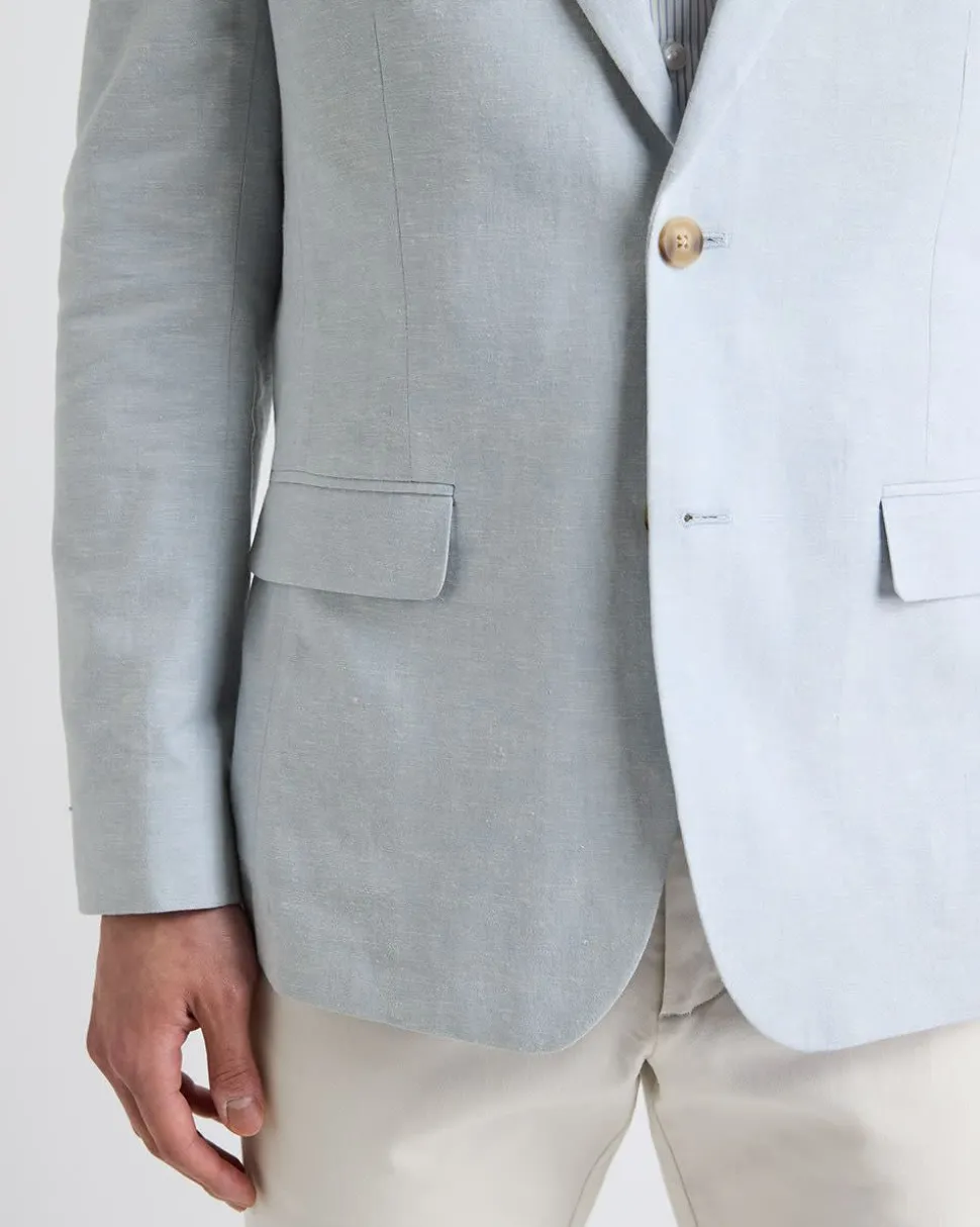Light Blue Linen-Blend Blazer
