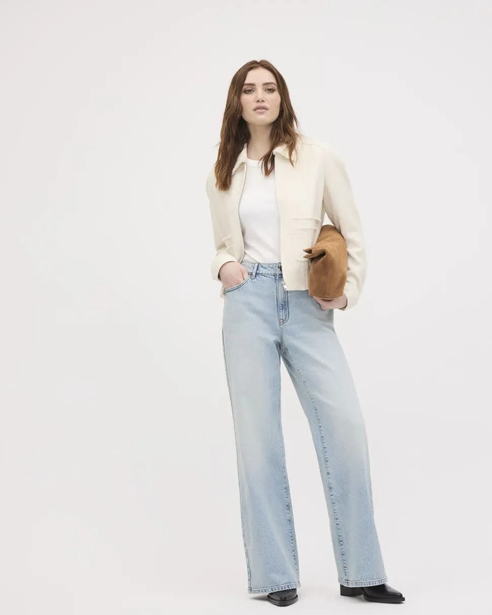 Light-Wash High-Waisted Wide-Leg Jeans