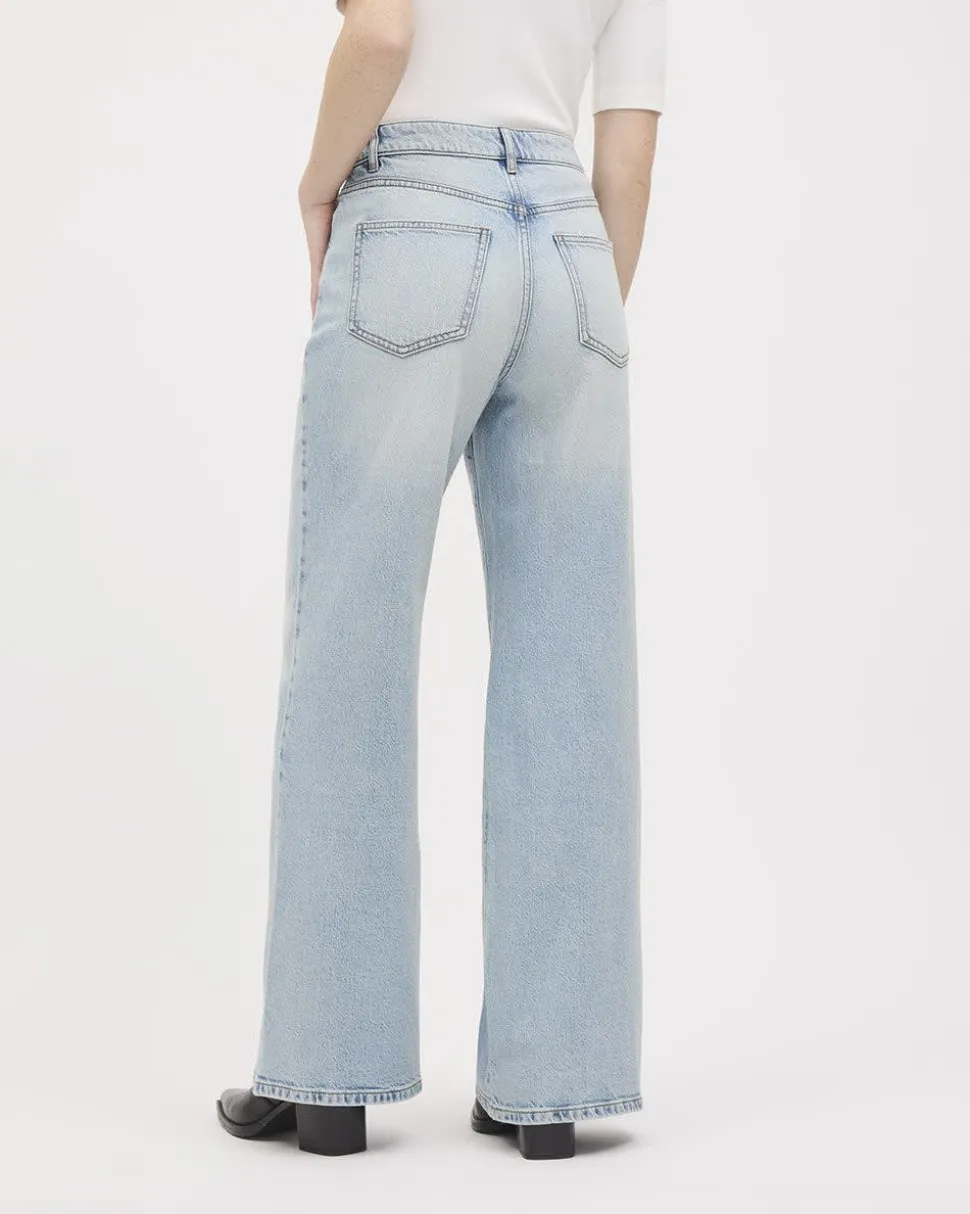 Light-Wash High-Waisted Wide-Leg Jeans