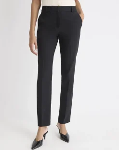 Limitless Black Mid-Rise Long Slim-Leg Signature Pant
