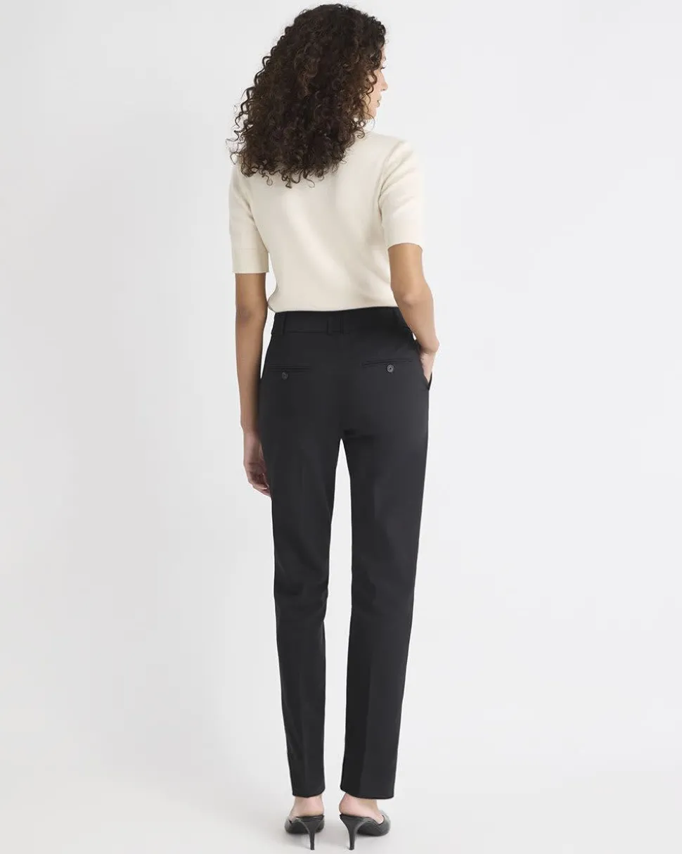Limitless Black Mid-Rise Long Slim-Leg Signature Pant