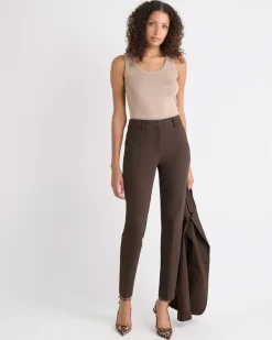 Limitless Brown Mid-Rise Slim-Leg Signature Ankle Pant