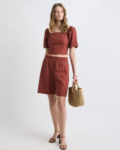 Linen High-Waisted Bermuda