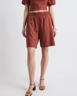 Linen High-Waisted Bermuda