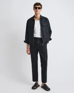 Linen Jacket with Flap Pockets at Chest