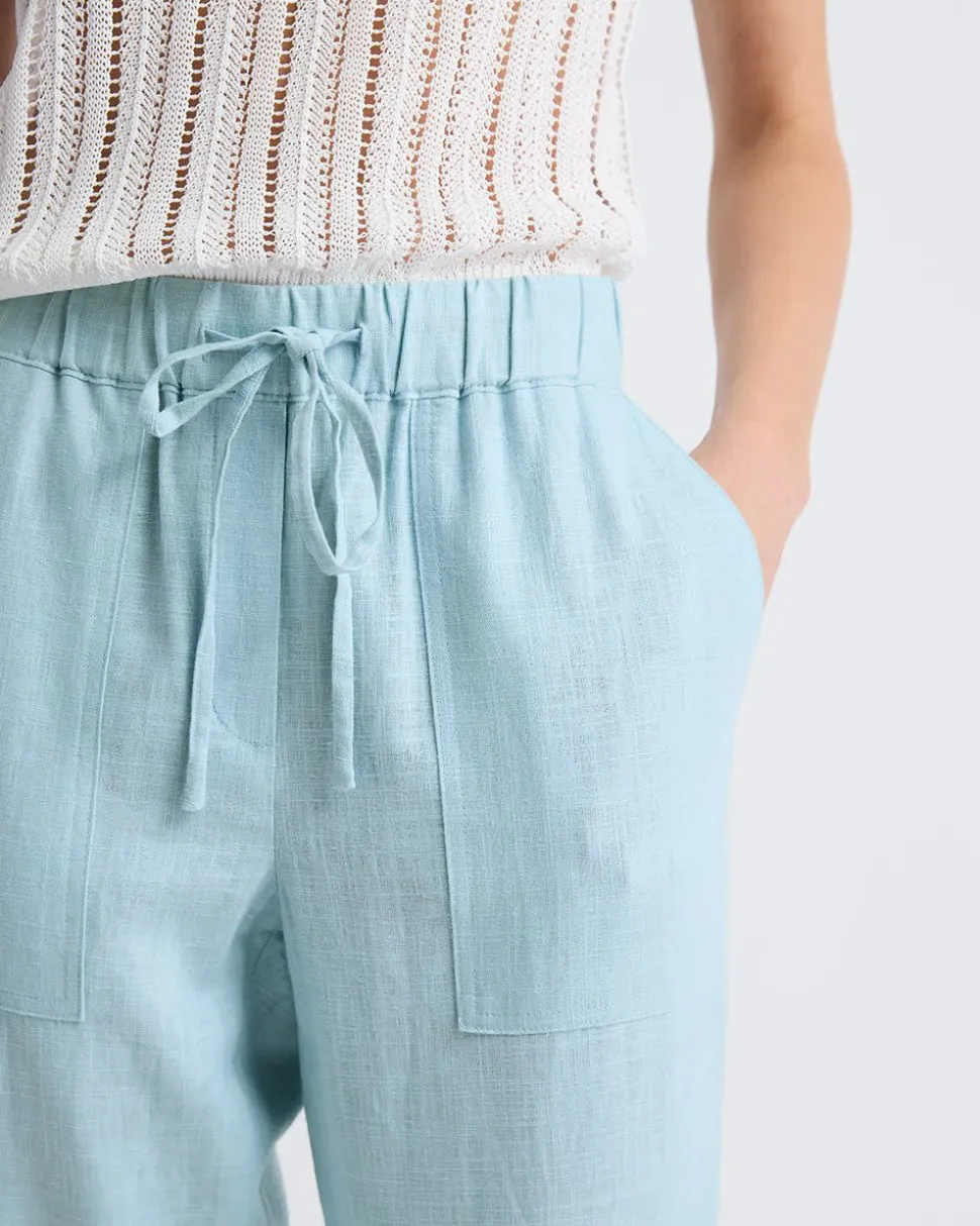 Linen Mid-Rise Tapered-Leg Jogger Pant