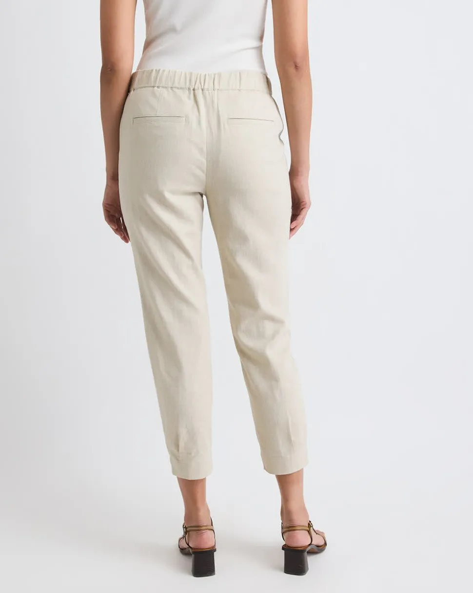 Linen Mid-Rise Tapered-Leg Jogger Pant