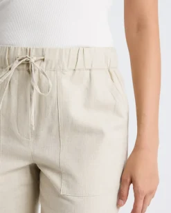 Linen Mid-Rise Tapered-Leg Jogger Pant
