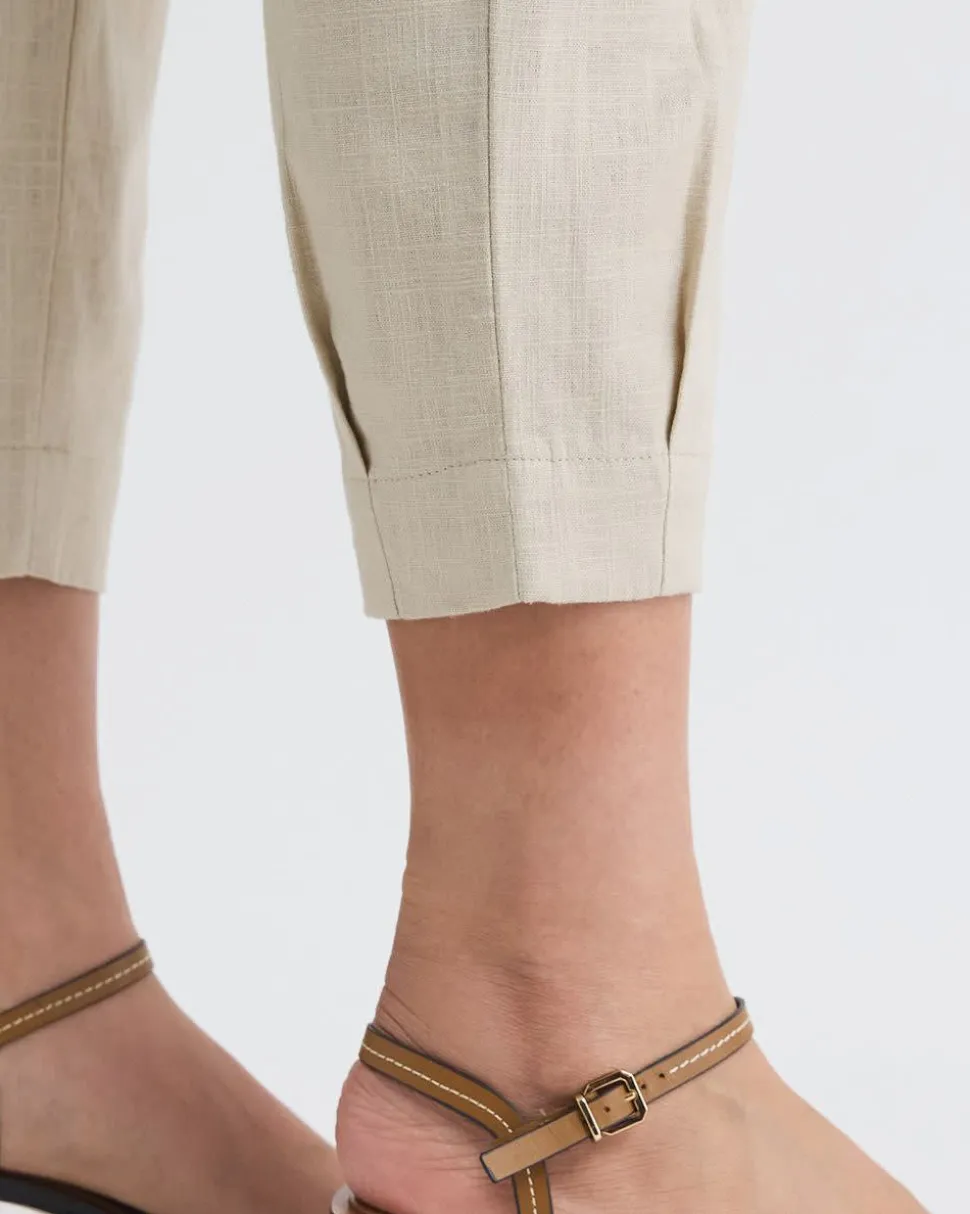 Linen Mid-Rise Tapered-Leg Jogger Pant