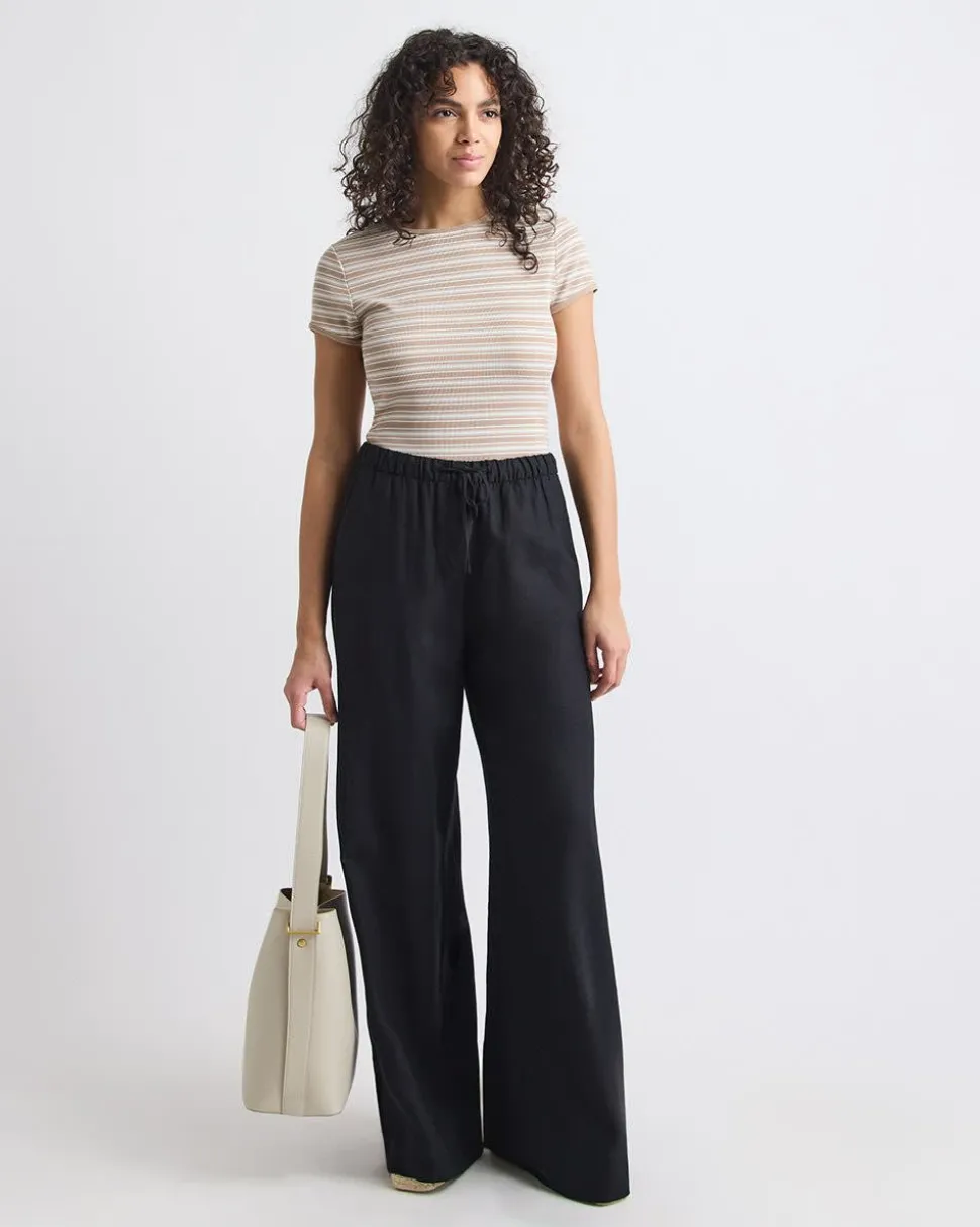 Linen Mid-Rise Wide-Leg Pant