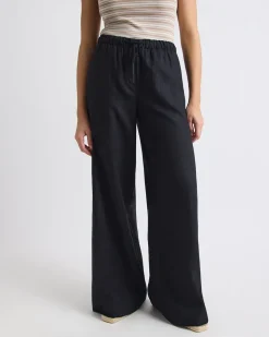 Linen Mid-Rise Wide-Leg Pant