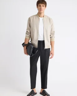 Linen-Blend Bomber Jacket