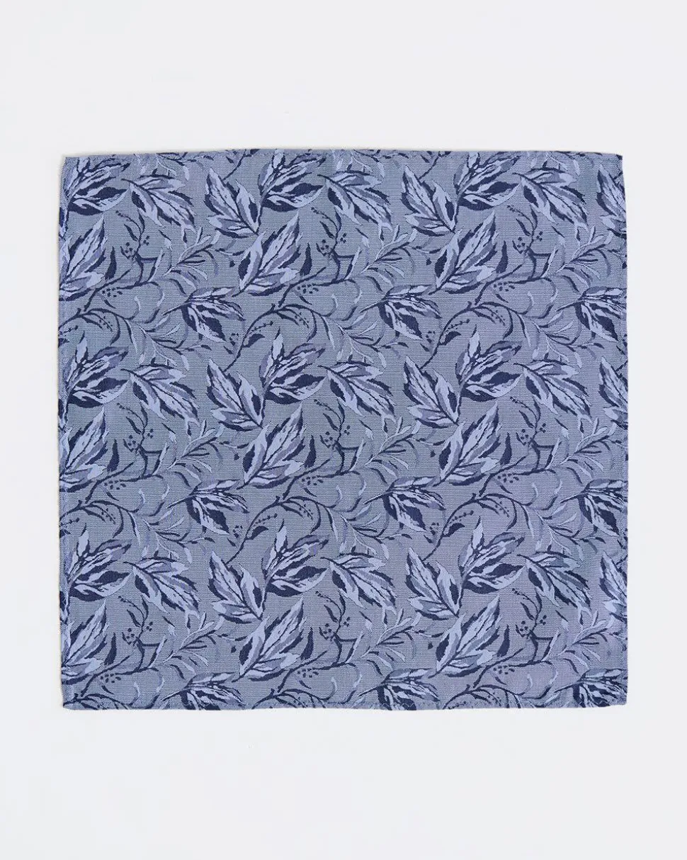 Linen-Blend Handkerchief with Foliage Pattern