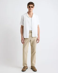 Linen-Blend Pants with Elastic Waistband and Drawstring