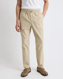 Linen-Blend Pants with Elastic Waistband and Drawstring