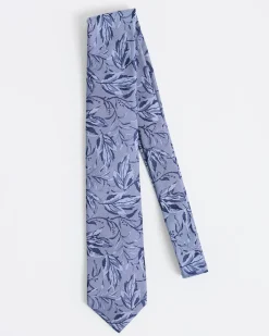 Linen-Blend Regular Tie with Foliage Pattern