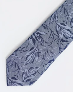 Linen-Blend Regular Tie with Foliage Pattern