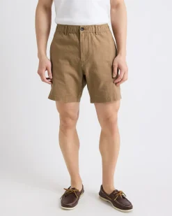 Linen-Blend Short with Elastic Waistband