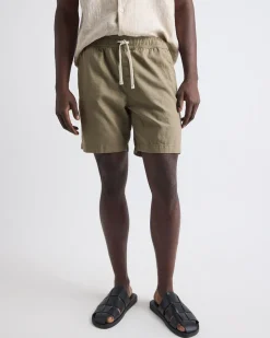 Linen-Blend Short with Elastic Waistband
