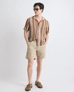 Linen-Blend Short with Elastic Waistband